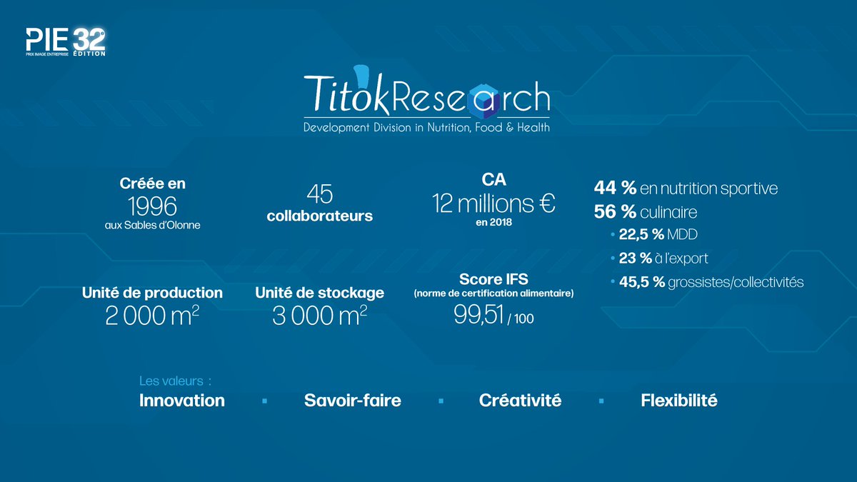 #PIE2109 #Live 📢
Le 2ème lauréat, Titok Research, entreprise basée aux Sables d'Olonne en Vendée, spécialiste de la "cuisine sèche". Nathalie et Christophe Landais partagent leur belle aventure commune.