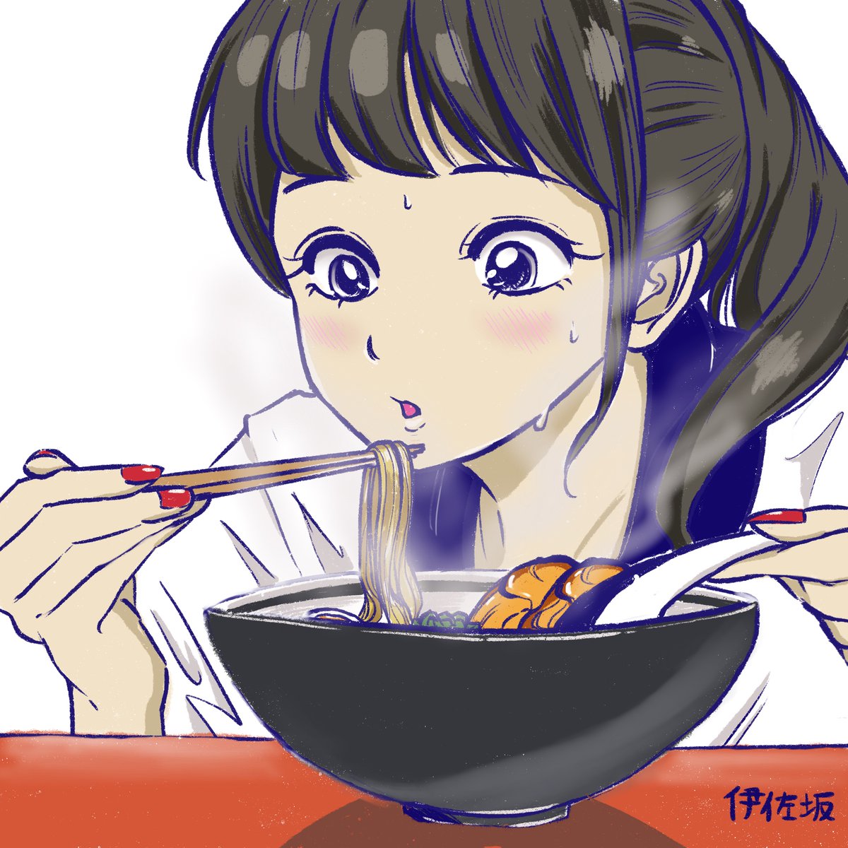 تويتر 伊佐坂みつほ マンガ家 على تويتر ラーメンを食べる女の子 おはようございます 毎日イラスト16日目です 年2月17日まで毎朝5時更新 レトロ女子 1日1絵 T Co E5olfl9ltt