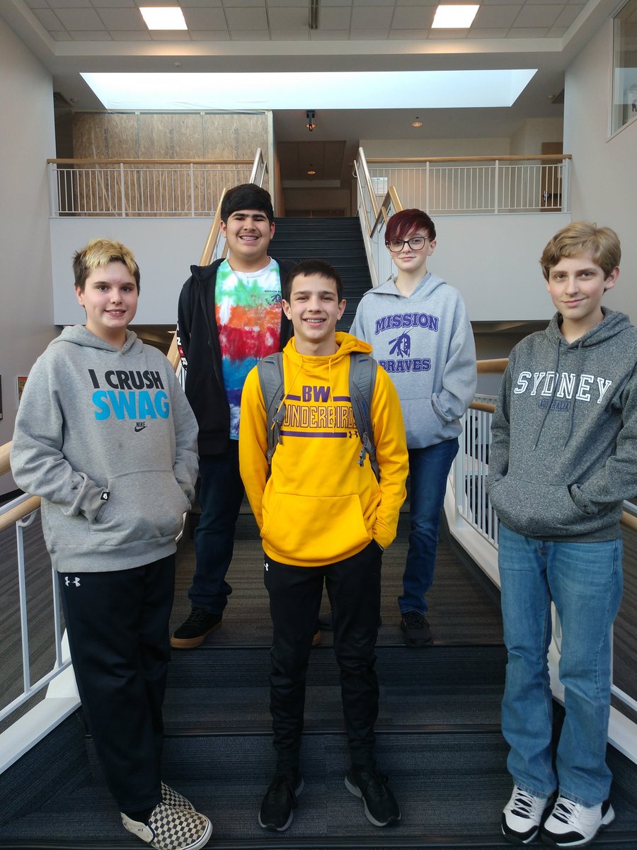 MissionThunder's tweet photo. Shouts to the Mission B team of Lizzy, Jonah, Cade, Marshall, and Anthony, who took 5th place out of 32 teams at the ESU 3 Quiz Bowl tournament. @missionbraves https://t.co/sEIinINuzx