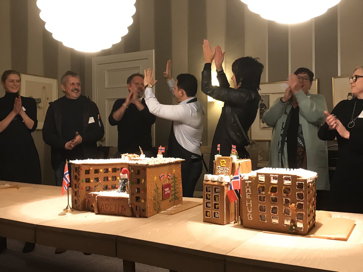 NorwayTheHague's tweet photo. «Norway Inspiration” at the Residence tonight to promote Norway together with @visitnorway_nl as THE PLACE for meetings, incentives & other business-events. Inspiring presentations followed by building #pepperkake hotels & a kahoot quiz to win a trip to Bergen. #TeamNorway 🇳🇴 https://t.co/uXVKuUzp13