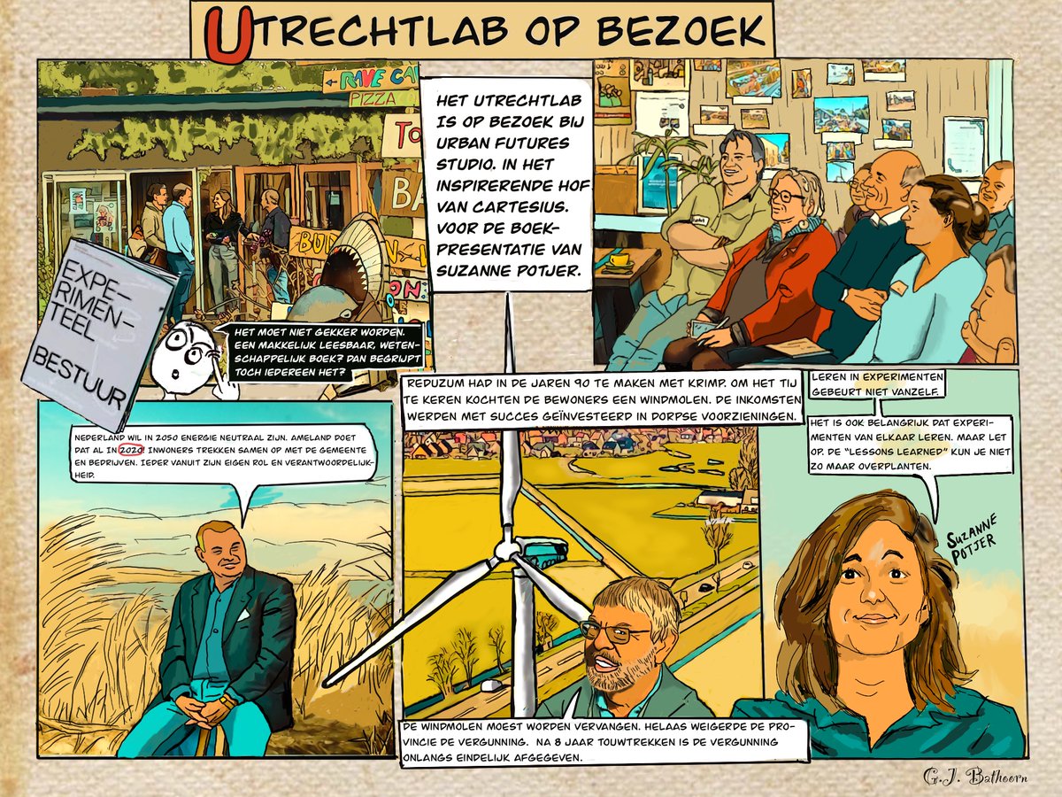 FuturesStudioUU's tweet image. In oktober presenteerden we onze nieuwste publicatie #ExperimenteelBestuur in @hofvancartesius Gerdien Bathoorn van de Provincie Utrecht was ook aanwezig en maakte van deze lancering een prachtige strip!