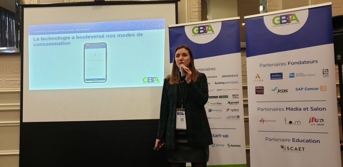 #MarionCabanel sharing how personnal habits influence B2B at #GBTAFrance conference during #TOTEC19.
