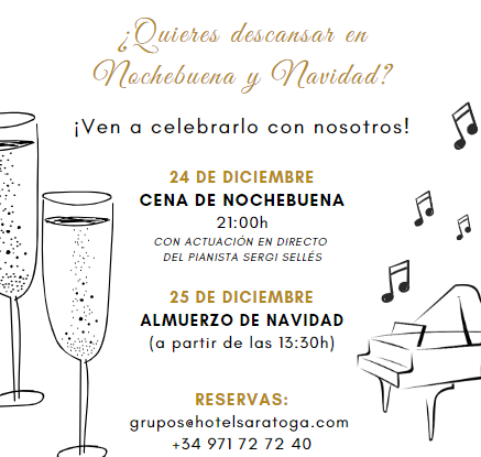 BlueJazzClub's tweet photo. 🎄😍 ¡NAVIDAD Y NOCHEBUENA ESTÁN A LA VUELTA DE LA ESQUINA! Nosotros cocinamos por ti para que te puedas centrar en disfrutar con los tuyos. ¡Además en la cena de Nochebuena tendremos música en directo! #nochebuena2019 #felizmartes #hotelsaratoga #saratogapalma #palma #mallorca https://t.co/HF6ln2LL6H