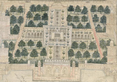 Taj Mahal Chahar-Bagh gardens, 18th c., Sackler, Smithsonian.