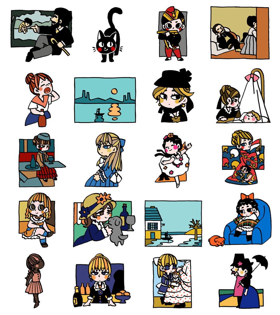 というわけで「印象派周辺風スタンプ」発売中です。イラストのみ。画家の名言つきスタンプを作ろうとして描き始めたんですがなんか迷走してこうなりました 