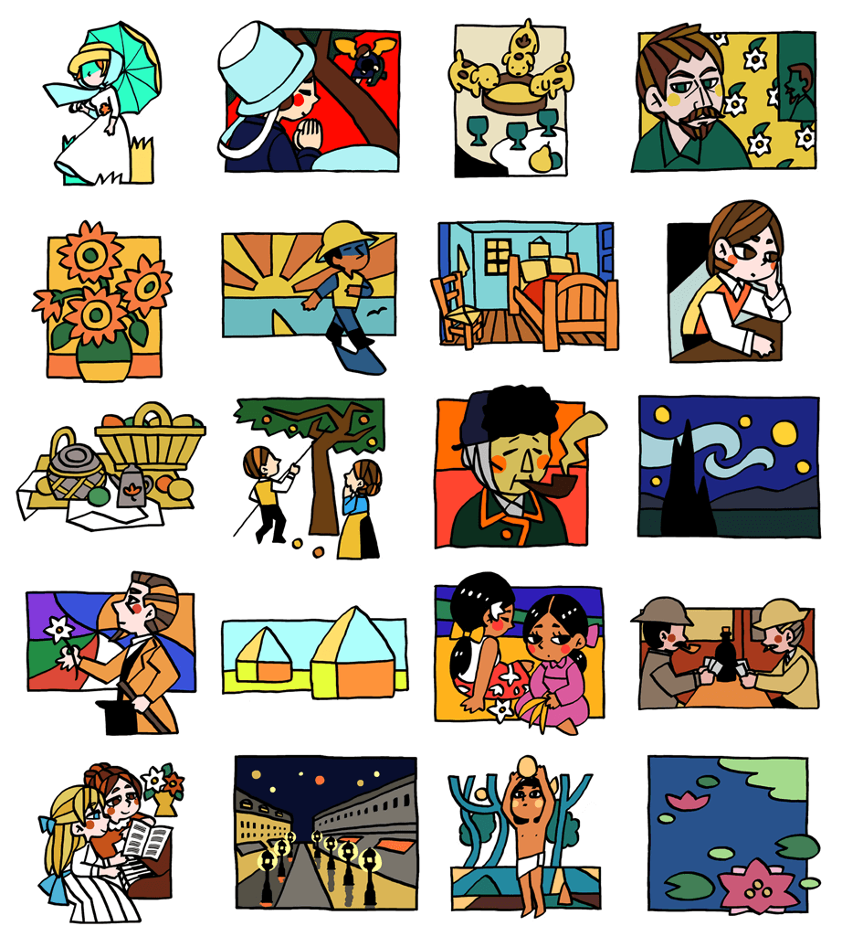 というわけで「印象派周辺風スタンプ」発売中です。イラストのみ。画家の名言つきスタンプを作ろうとして描き始めたんですがなんか迷走してこうなりました 