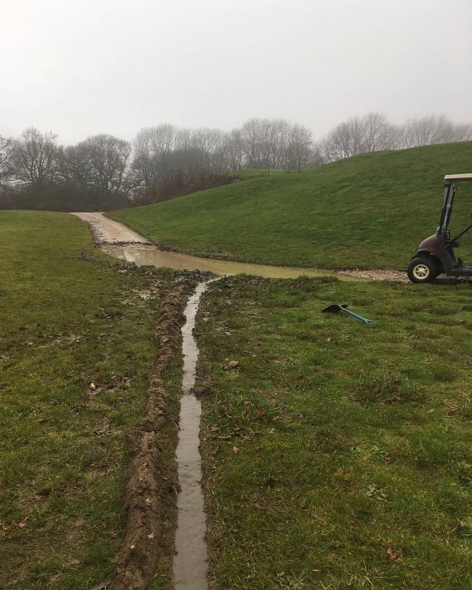 greenkeeperscgc's tweet photo. This morning saw our @HeadGK_CGC and Deputy Scott Smith notched out a surface carrier drain on 17th pathway. (tee end)

This will help draw the water away from a low point on the pathway and also help top up the 17th pond.

#drainage #pathways #pond https://t.co/tBbeYWQSi1