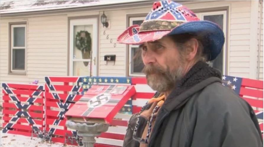 CanberraNews's tweet photo. Iowa man welcomes Confederates but draws the line at Nazi birds. https://t.co/UOdbHDPPoZ
