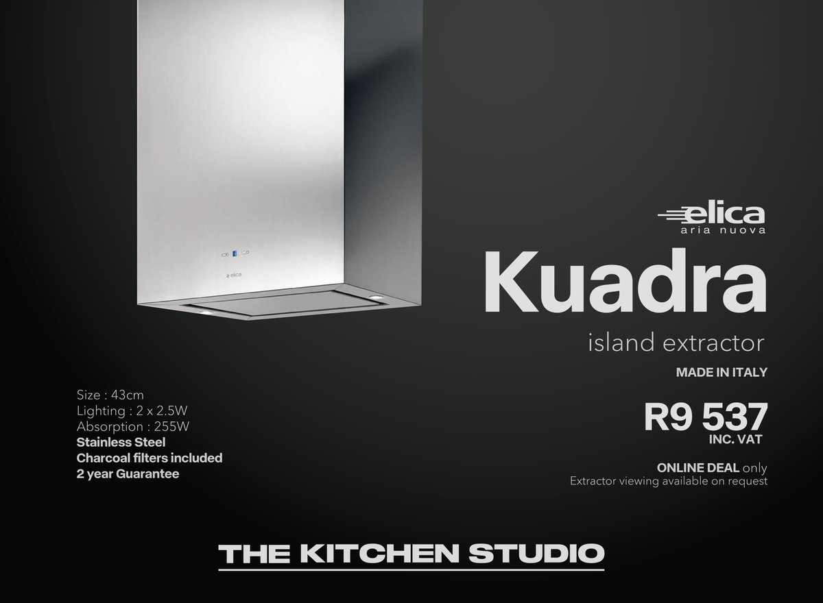 Shop our exclusive range of Italian design extractors and transform your kitchen today. 

Visit: kitchenstudio.com/store