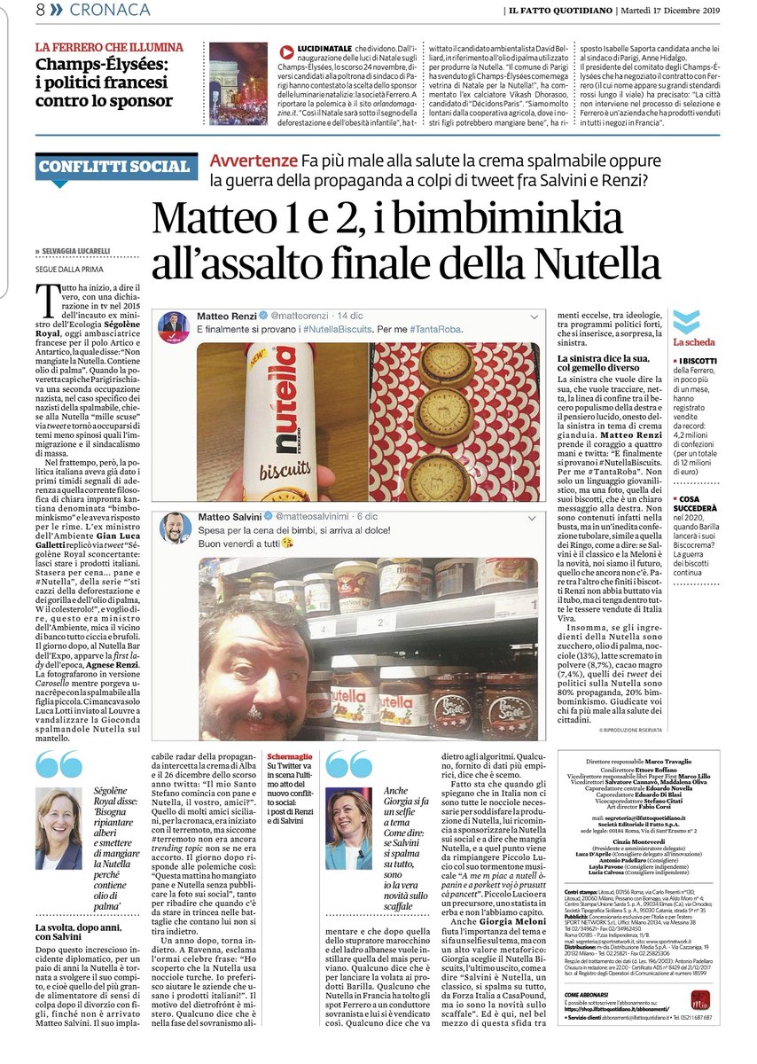 M_Tore's tweet photo. ci rubano pure i ricordi d'infanzia. Per me #Nutella era magia, felicità in barattolo, conquista alimentare, oggetto del desiderio e pasto delle tregue familiari. Ora è una crema marrone che tutto mi ricorda meno che la cioccolata. @stanzaselvaggia gran pezzo su @fattoquotidiano https://t.co/MaJv5pGoHU