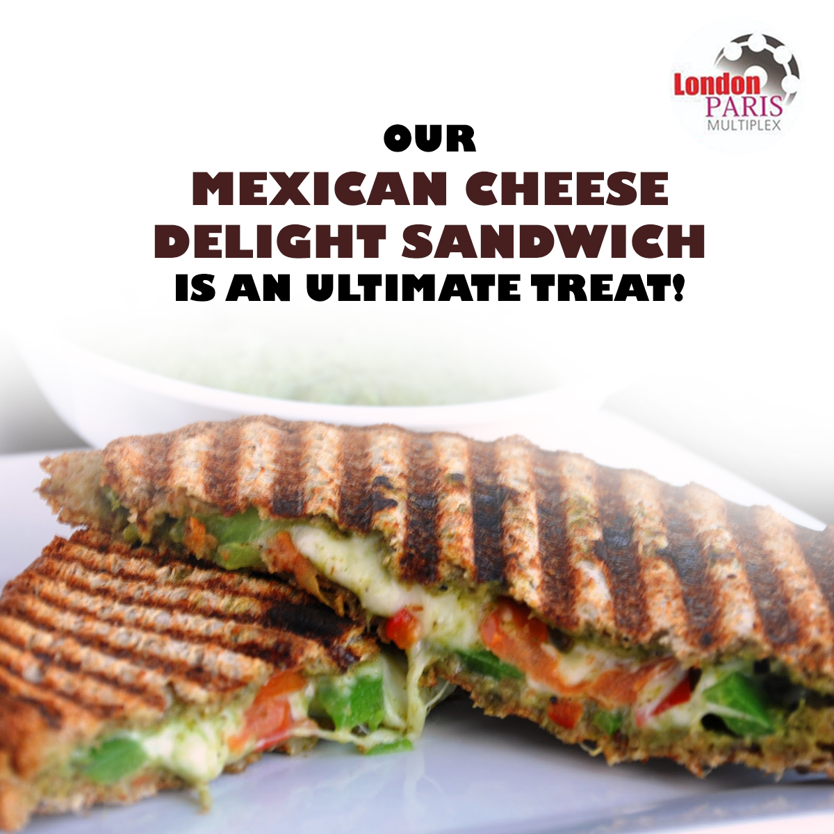 LondonParisKol's tweet photo. Let your tastebuds sing with our Mexican Cheese Delight Sandwich &amp; its flavours.

Enjoy this delicious sandwich along with the movies! #LondonParis #Kolkata https://t.co/B9Bir3RlZz