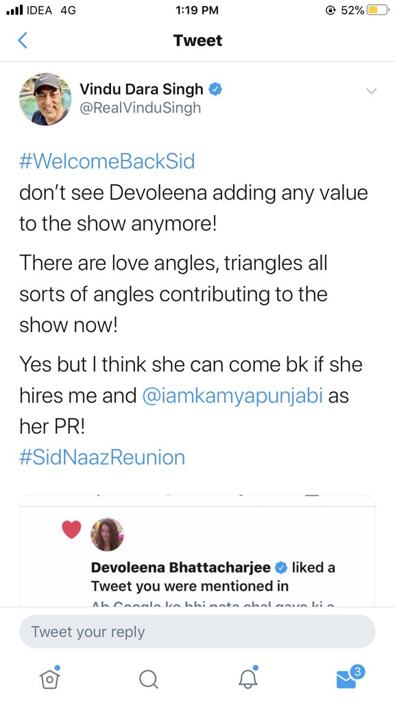 Devoleena_23's tweet photo. Vindu Dara singh ji Thank you so much for your valuable suggestion.But I have a better team &amp; am very much happy.Btw I dint know that you are one of them who reacts without knowing &amp; analysing the truths &amp; facts.

Anyway have a great day &amp; keep tweeting.:) https://t.co/le9HIGIZCk