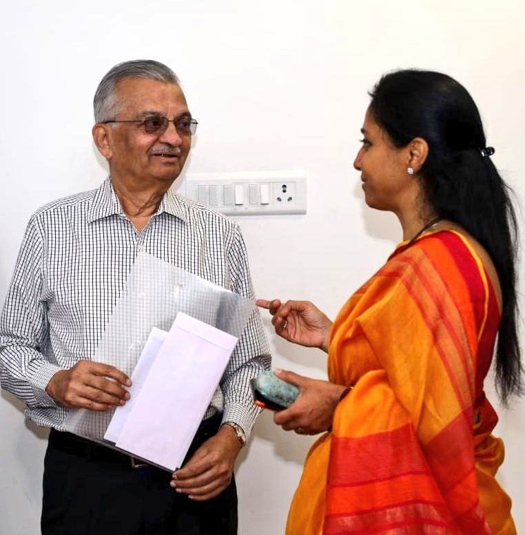 Anil Kakodkar engaged in conversation with Supriya Sule on policy matters in 2019.