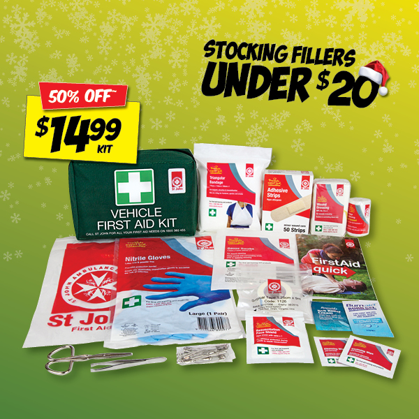 We all know someone who's accident prone.  And somebody who just likes to be that bit extra cautious.  
So, here you go 👉 St Johns First Aid Kit is just $14.99. That's 50% off!
You're welcome 
#Autobarn #PerfectStockingFiller #Practical
In store &amp; online autobarn.com.au/ac60041