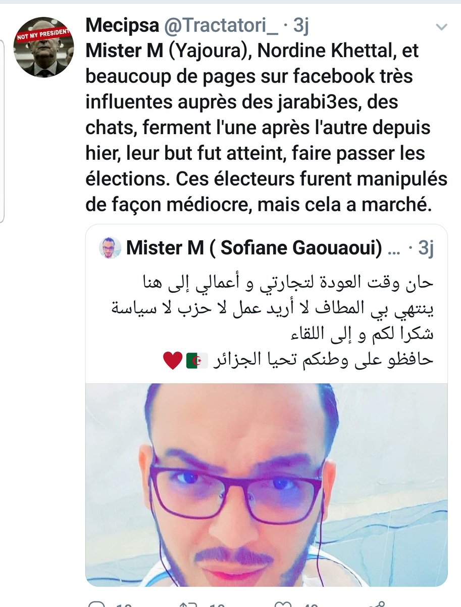 ElDjazair_Daily's tweet photo. و من قال اني انسحبت ؟
أملك الكثير و سأقدم الكثير
من يخالفكم عميل؟ نحن عملاء للوطن و سنبقى
#لن أغادر https://t.co/NEfpeQRU0A