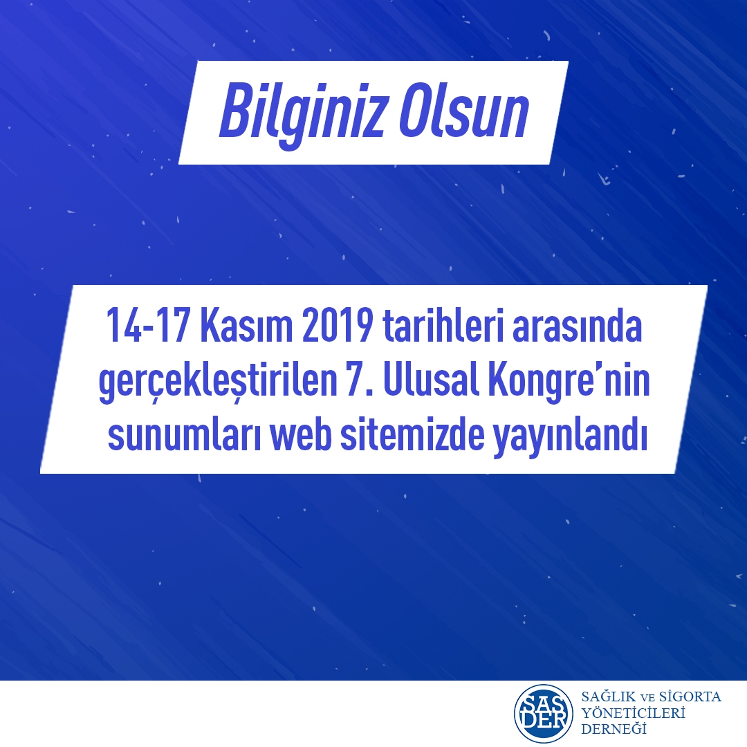 14-17 Kasım 2019 tarihleri arasında gerçekleştirdiğimiz SASDER 7. Ulusal Kongre’mizin sunumları web sitemizde yayınlandı. Aşağıdaki linkten web sitemizi ziyaret edebilirsiniz.

sasder.org/Ulusal-Kongre/…

#sasder #sasderulusalkongre #sasder2019 #sürdürülebilirlik #dijitalleşme