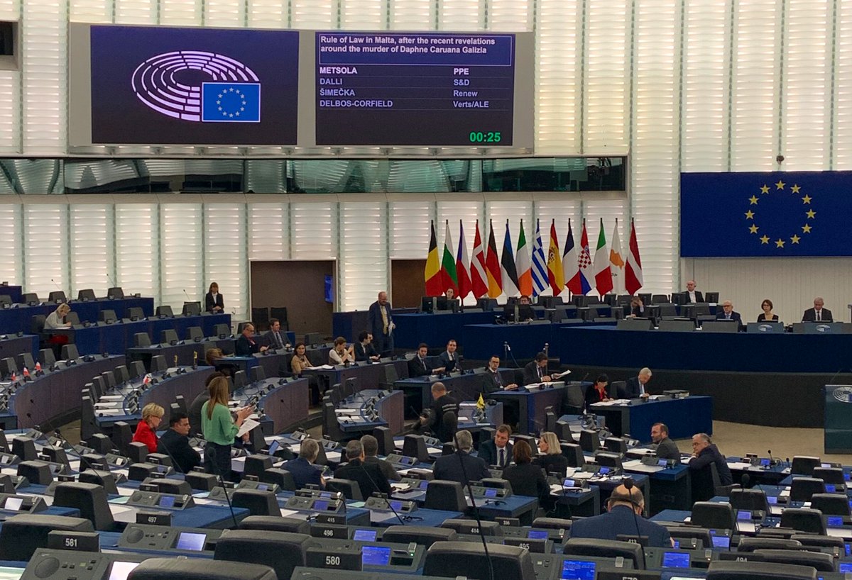MariaWalshEU's tweet photo. This morning we heard from @RobertaMetsola in honour of Maltese journalist #DaphneCaruanaGalizia Roberta is a CHAMPION for doing what is right, what is DEMOCRATIC, protecting our CITIZENS in #Malta. #MuscatMustGo https://t.co/657DATP1BS