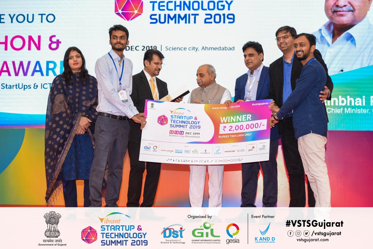 Congratulations to EnviPure Solution for winning IDEAThon 2019 (Governance 2030 Category) at #VSTSGujarat.

Here's them being awarded by Nitin Patel, Neelam Rani, IFS , Dr. Bhavin Pandya, Sanket Shah &amp; Maulik Bhansali.