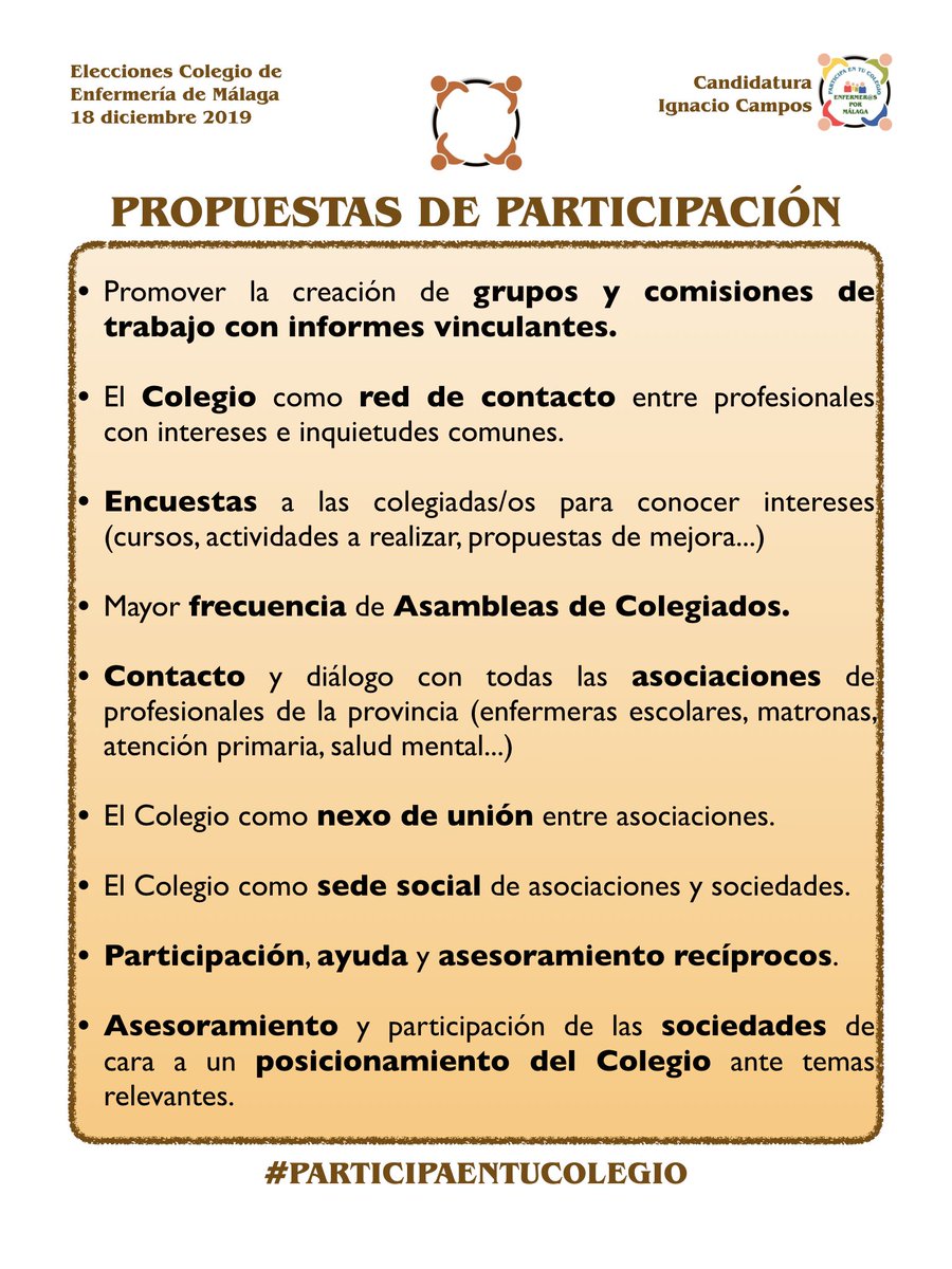 enferpormalaga's tweet photo. Mañana es 18 de diciembre, día de las #EleccionesCOEMálaga. Échale un último vistazo a nuestro programa y a las propuestas participativas.
Gracias por todo.
Gracias por tanto. 
#ParticipaEnTuColegio
#VotaIgnacioCampos https://t.co/cSe20gLnaL