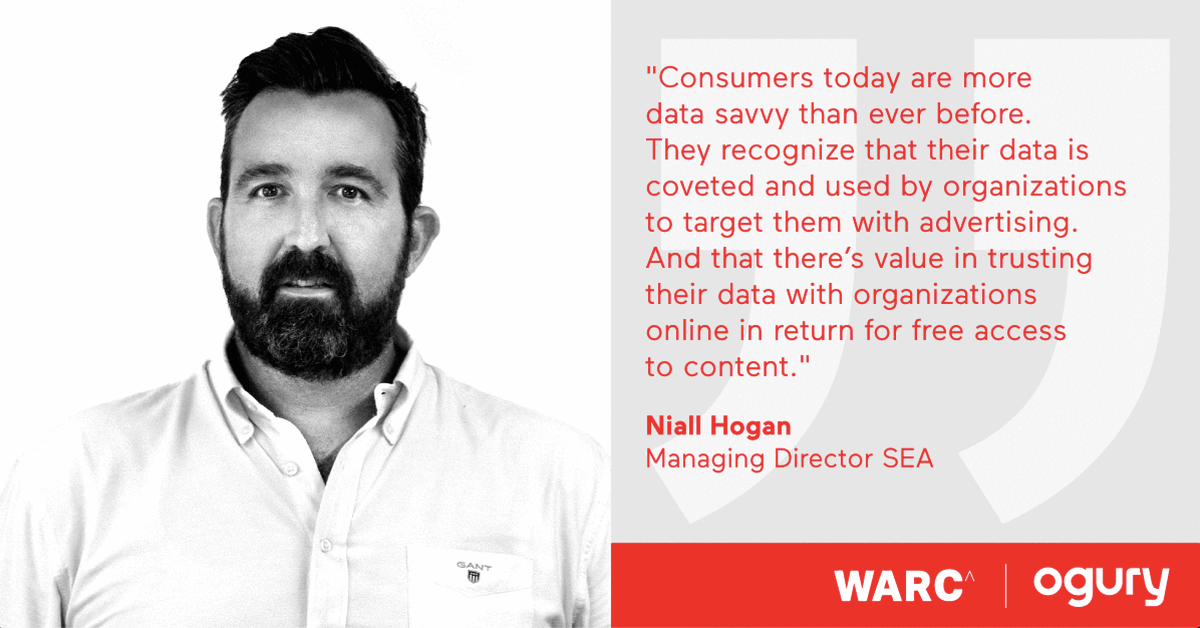 weareogury's tweet photo. Niall Hogan, SEA MD at Ogury, explains the vital shift that has to be made from a  #DataDriven to a #ChoiceFirst strategy on @WARCEditors. - https://t.co/nqoAucTqtF https://t.co/cOQPEcooXk