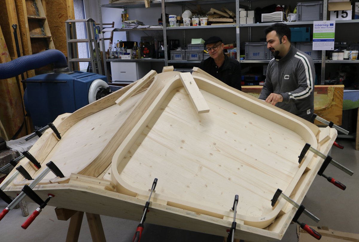 Construction of “BenDit”. Which demonstrates innovative sustainable construction techniques. The structure will include engineered wood products (EWPs) designed at <a href="/tudresden_de/">TU Dresden</a>  <a href="/AFTBuildings/">Adhesive-Free Timber Buildings</a> <a href="/INTERREG_NWE/">Interreg NWE</a>