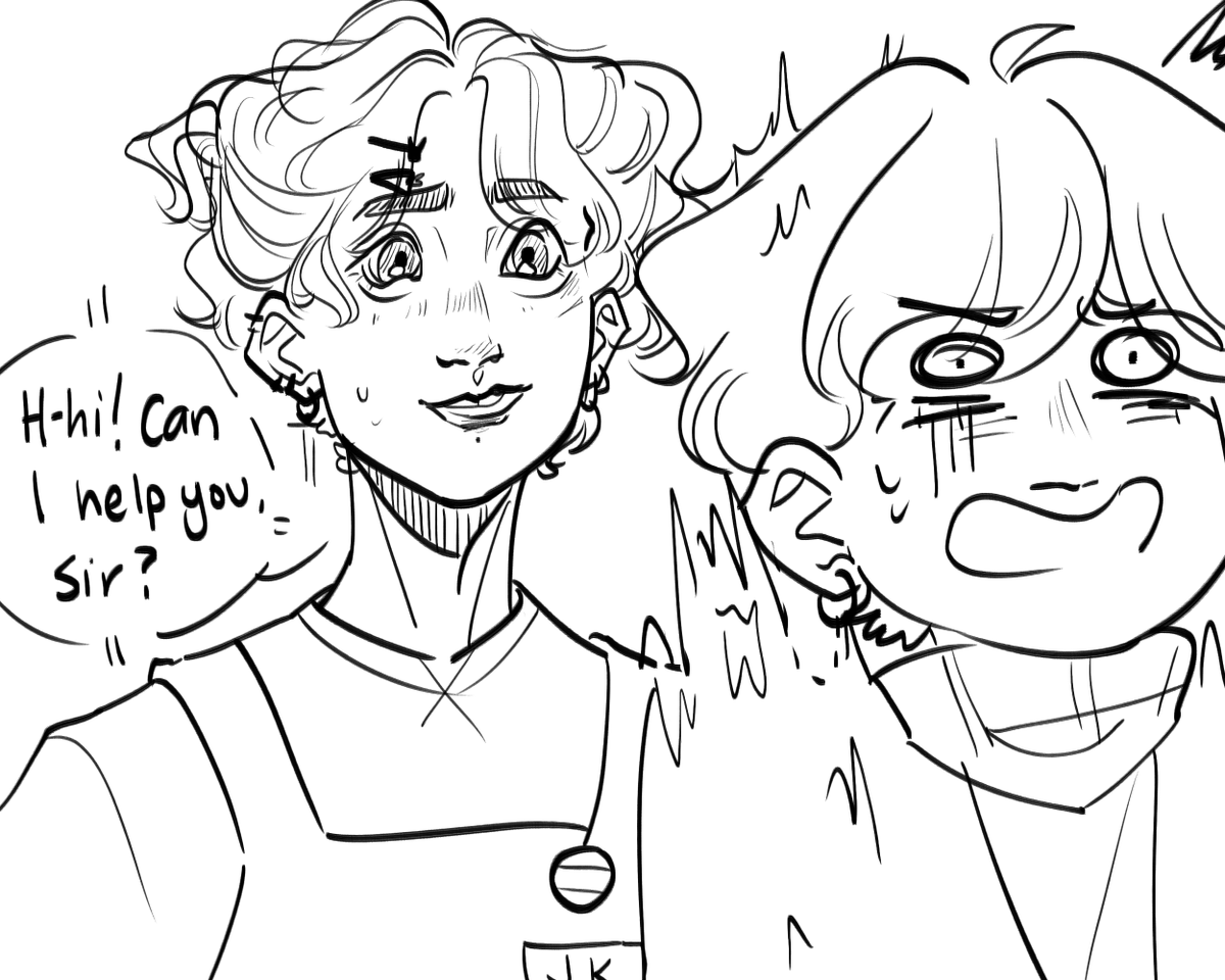 #vmin are here! Jk's just tryin to help tae with his endeavors but is really shy and awkward >-<
#btsfanart