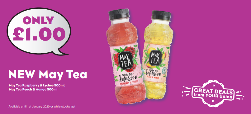 HuddersfieldSU's tweet image. Looking for something a bit different? May Tea is NEW to the SU Shop and just £1 until 1 January, while stocks last. #MakingStudentLifeBetter #SUShop