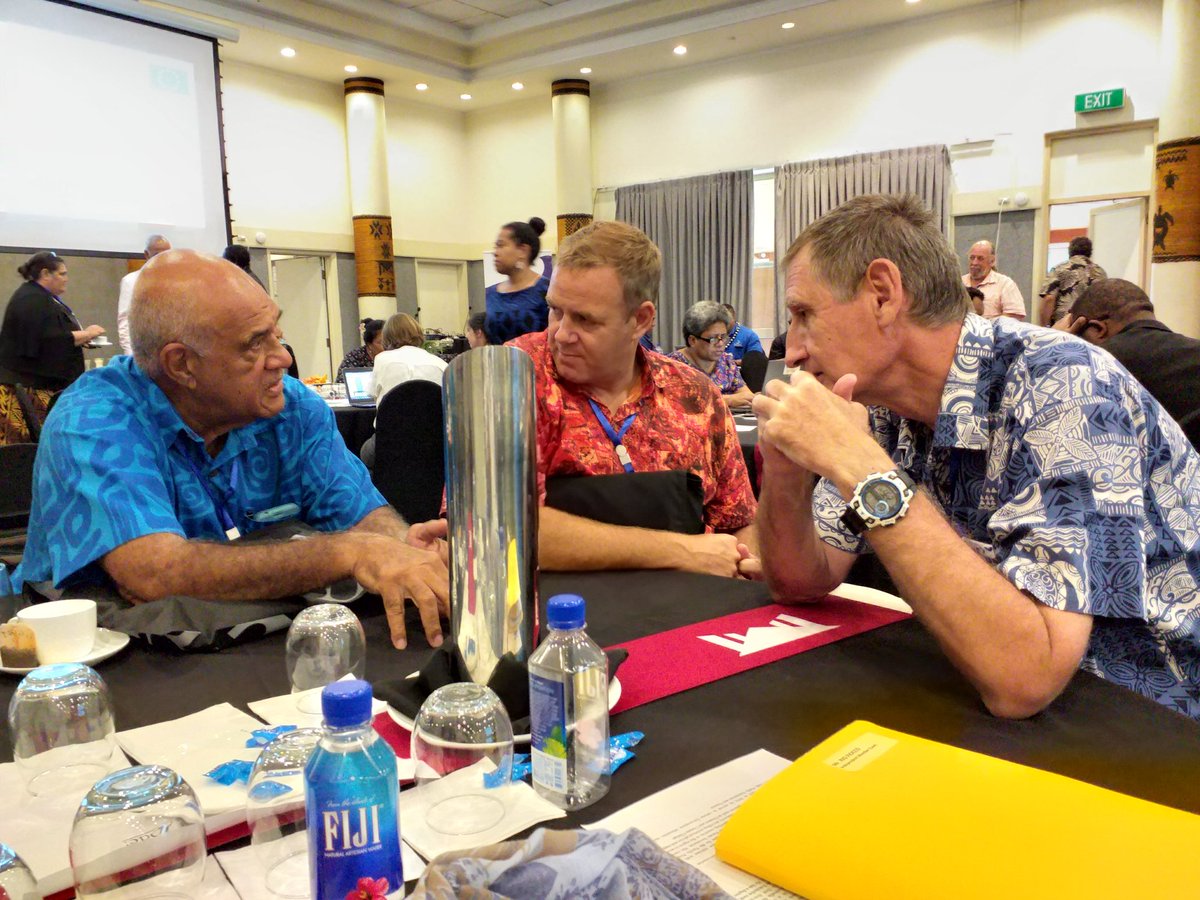 PIPSO Board Members Howard Politini and Steve Lyon (PIPSO Chair) catch up with <a href="/POMCCI/">Port Moresby Chamber</a> President Rio Fiocco, here at the #ACPPSD19 meeting in Nadi, Fiji.
<a href="/fcef_fiji/">Fiji Commerce & Employers Federation</a>