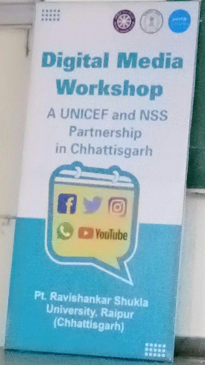 Attending digital media workshop at pt.RSU organised by @UNICEFIndia  and @chhattisgarhNss#Youth4Children