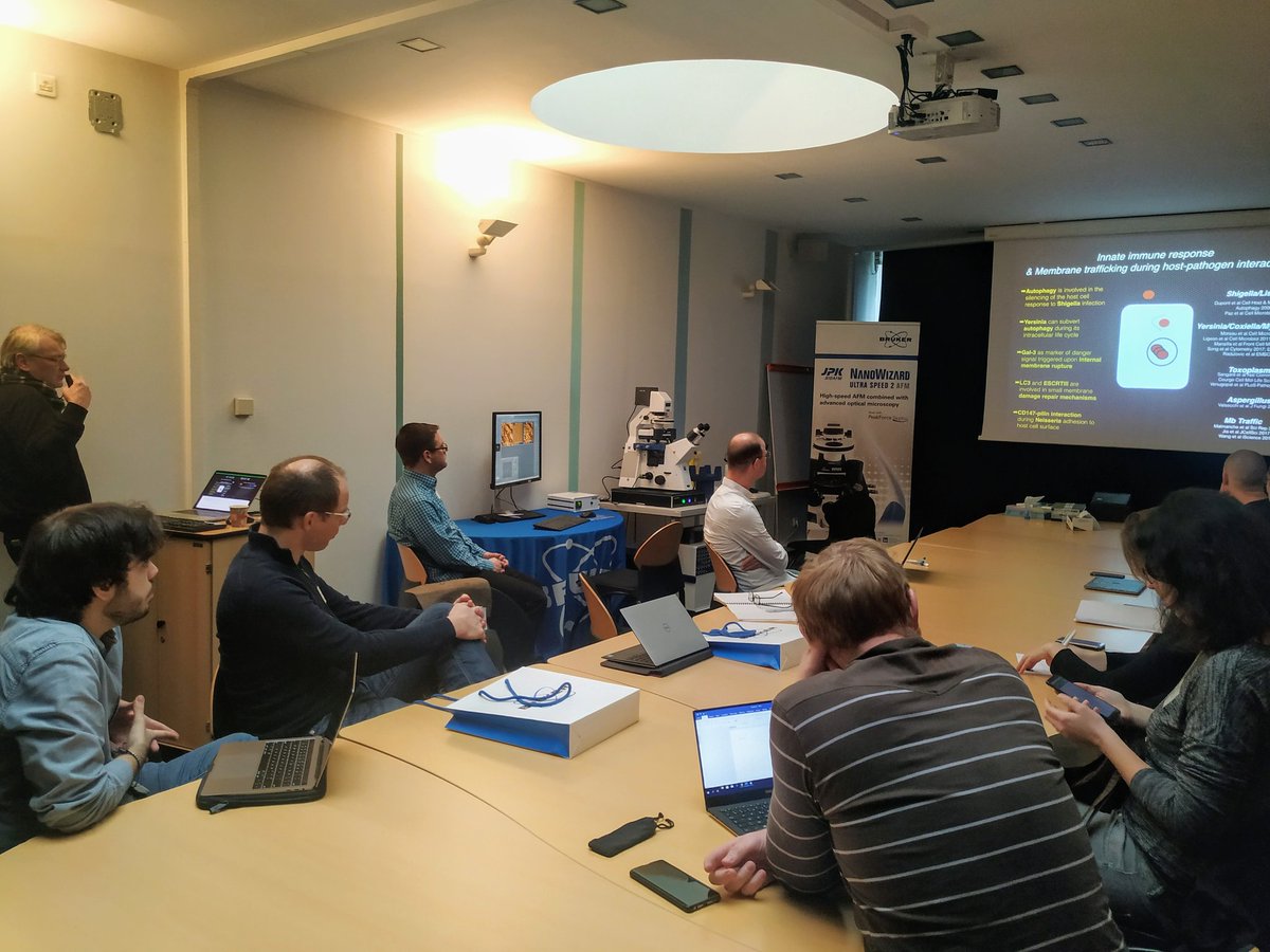 Lorena83's tweet photo. Kicking off the Bruker @BrukerNano Fast Scanning Day in @PasteurLille  with @merilulla from @Phys2BioMed. Fasten your seatbelts, we are imaging fast today! @umr8520_iemn @univ_lille @isiteULNE https://t.co/M8z7e9uElR
