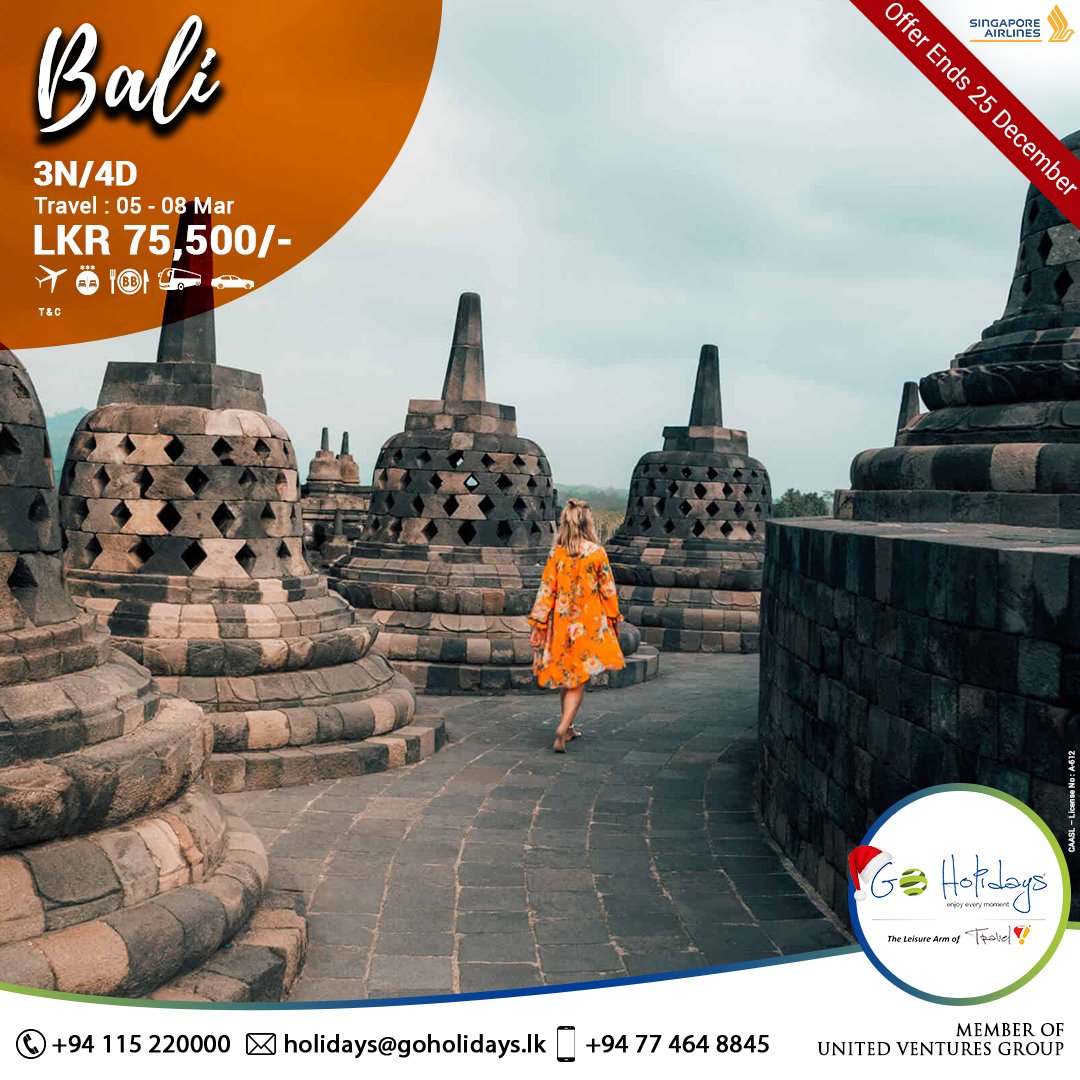 We’re nearly at the end of 2019 and 2020 is promising to be an year filled with long-weekend getaways. ⠀⠀
Bali - LKR 75,500/
Call/Whatsapp;⠀⠀⠀⠀⠀⠀⠀
📲 077 464 8845 | ☎️ 011 522 0000⠀⠀⠀
#goholidays #travelwithgoholidays #lka #bali #baligetaway #srilanka