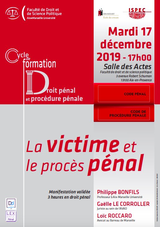 Plutôt que rester dans les bouchons, venez assister à la dernière formation ISPEC-EDA de l’année ! 
La victime et le procès pénal, c’est ce soir et c’est à <a href="/FdspAmu/">FDSP AMU</a>