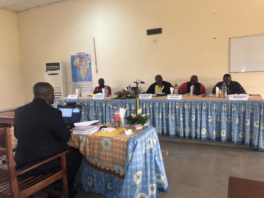 belaykt's tweet photo. At the Pan African University Institute for Governance, Humanities & Social Sciences (PAUGHSS) in Yaounde, Cameroon attending the presentation of a PhD thesis research work by Solomon Olamuyiwa Oluwafemi #AU #AUC #PAU #PAUGHSS #YaoundeII #Cameroon https://t.co/Eq0MbqoEcG