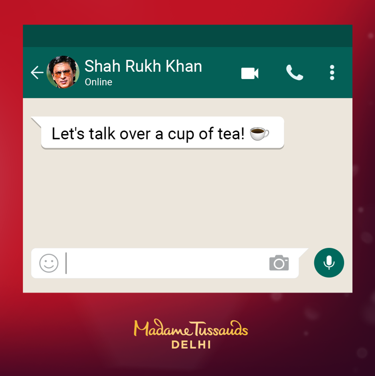 Tussaudsind's tweet photo. REPLY IN EMOJIS ONLY *playful emoji*
.
.
#TussaudsDelhi #MadameTussauds #ShahRukhKhan #SRKatTussauds #InternationalTeaDay #CelebrityExperience #CommentandParticipate #ParticipateNow https://t.co/Mmq5g0KdJg