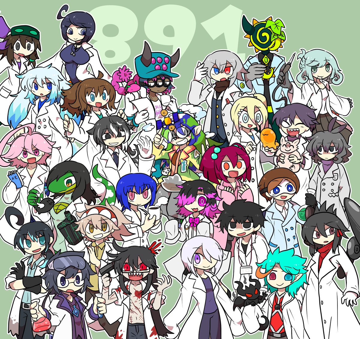 おしゃき ʚ ɞ オドロキー ʚ ɞ 白衣大量発生です 半年分くらいの白衣を一気に描いた気がします 白衣 を描きすぎて白衣になってしまう 見たことあるキャラやこんな子いたのかー というキャラまで沢山描けて楽しかったです ありがとうございます