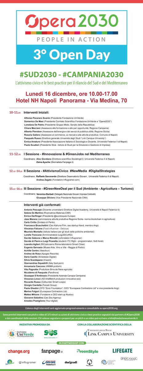 PecoraroScanio's tweet photo. ✅ 3° Open Day #Opera2030
📌 Napoli, Lunedì 16 dicembre 2019, ore 10:00
➡️ Hotel NH Napoli Panorama (via Medina, 70)

Con influencer, startup e innovatori a confronto. https://t.co/xApjH09L5g
