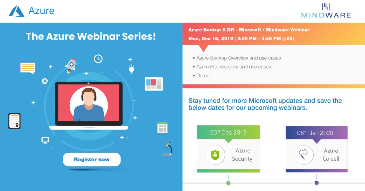 MindwareVAD's tweet photo. Donโt miss the next @Azure Webinar happening on December 16th! Register by accessing: https://t.co/wSFOjoLusG
#mindwaremagic #microsoft #azurewebinar https://t.co/MmKkes77Mh