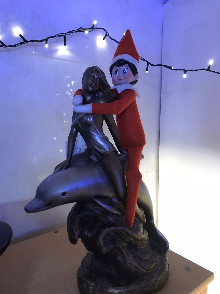 What can we say...Betty’s found a friend and a ride on a dolphin 🐬😬 #antiquesharrogate #vintage #retro #shoplocal #harrogatehour #AntiqueFurniture #elfontheshelf #xmas2019 #harrogateshop