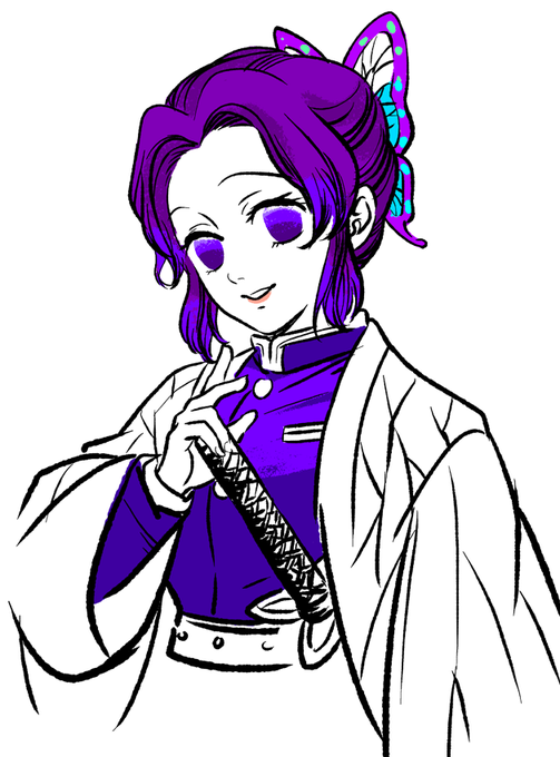 * ੈ💊‧₊˚さんがTwitterに投稿した胡蝶しのぶ(鬼滅の刃)のイラスト。
