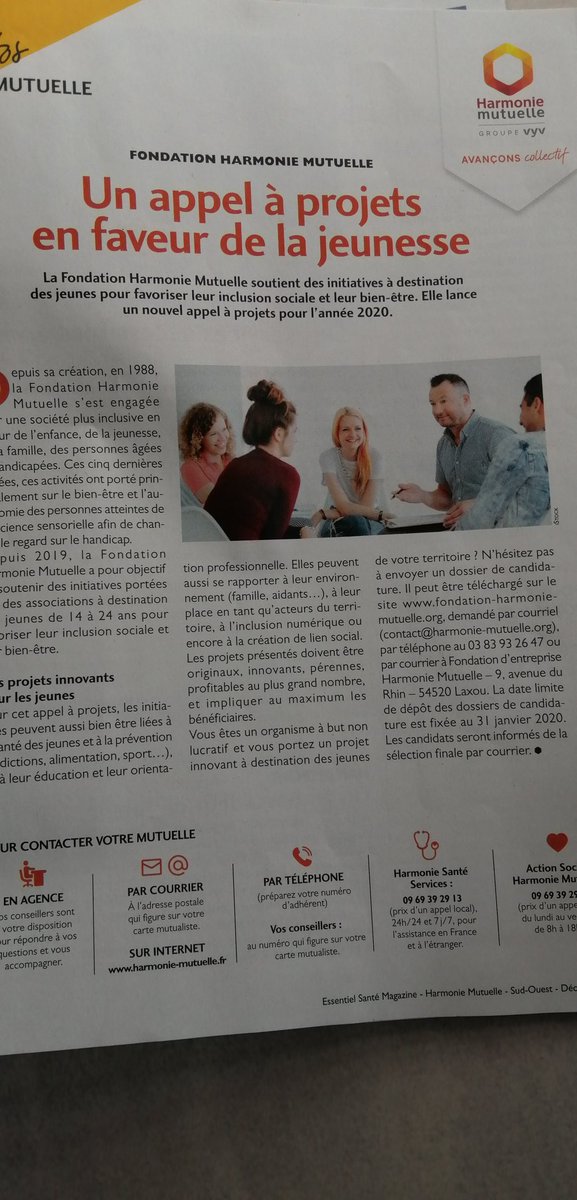 AssenatRaymond's tweet photo. Avec la Fondation #hmutuelle pour soutenir des initiatives en faveurs des jeunes de 14 à 24ans #essentielsantemagasine https://t.co/x7hEwd7gpE