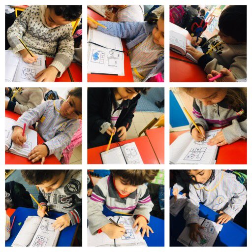 JbailiFarah's tweet photo. Practicing reading and writing, kg3 learners were in different CVC centers: labeling the -at family words, using them in sentences, writing the missing letter and illustrating the -at words #CVC #blending #learningstations #exitcards @emankhashoun @FThaalby @DawhaHighSchool https://t.co/uBcohJB1Pm