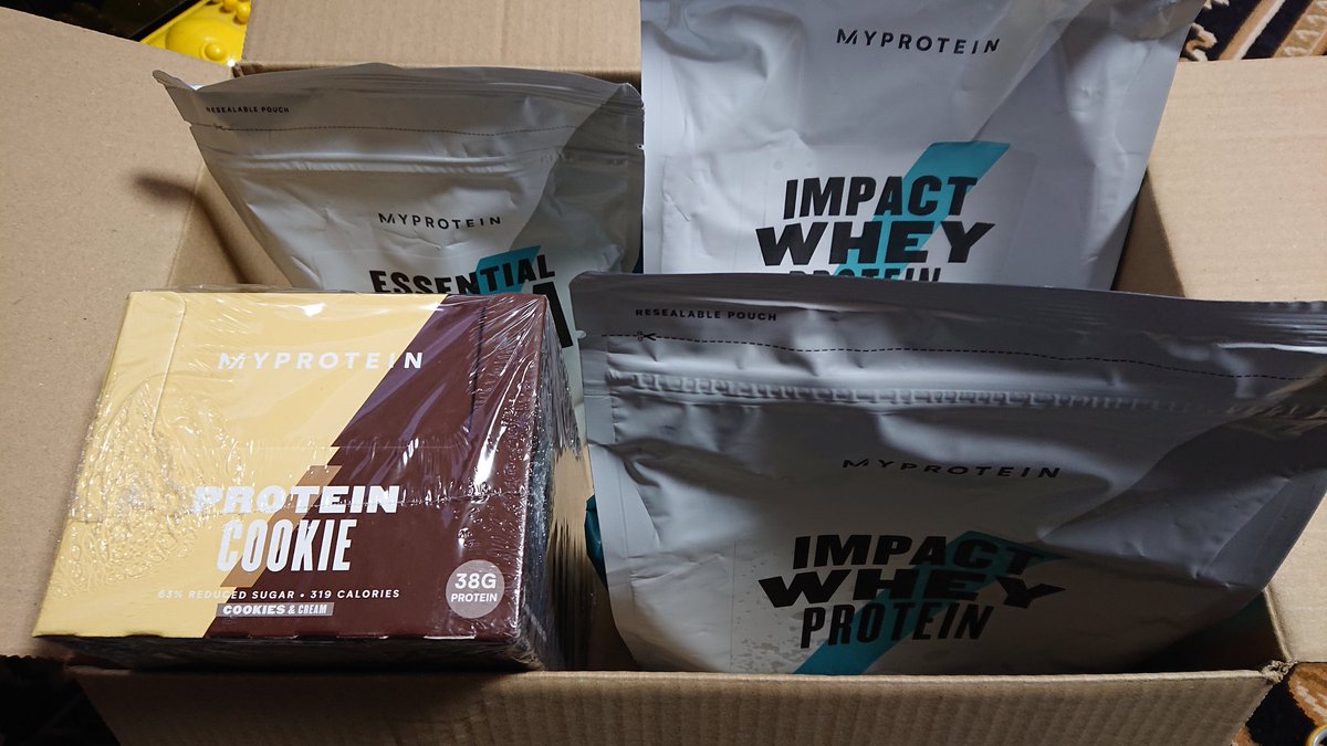 Yamakin Fitness على تويتر マイプロテイン届いた プロテインとbcaaとプロテインクッキー クッキーは たんぱく質が38gあるけどカロリーが319kcal 高カロリー高たんぱく それに味は まぁ普通 マイプロテイン プロテインクッキー