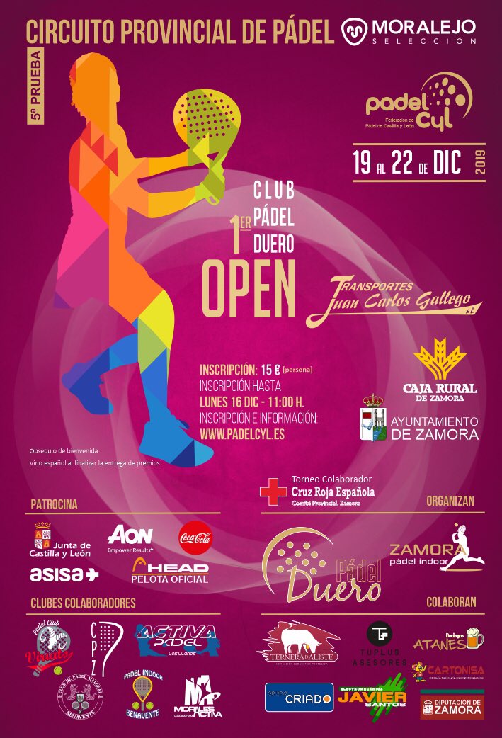 OJO, OJO... que queda poco tiempo para inscribirse y es el último torneo del año... <a href="/ClubPadelDuero/">Club Padel Duero</a> <a href="/VIRIATOSPADELC/">VIRIATOS PADEL CLUB Zamora 💚❤️</a> <a href="/SeleccMoralejo/">Moralejo Selección</a>