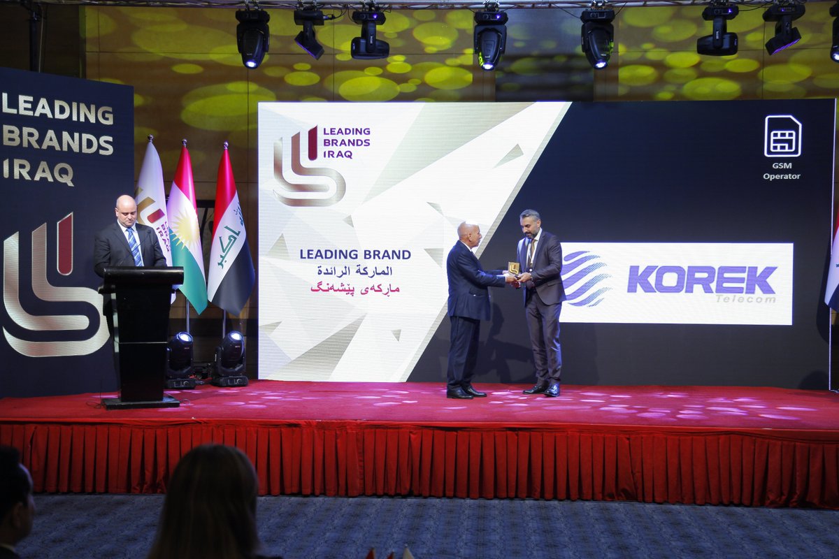 LBIraq's tweet photo. #KOREK Brand has received their award as a Leading Brand of  #Kurdistan Region and for 2019 in the GSM OPERATOR category @KorekTelecom https://t.co/GrXtNdnxFk