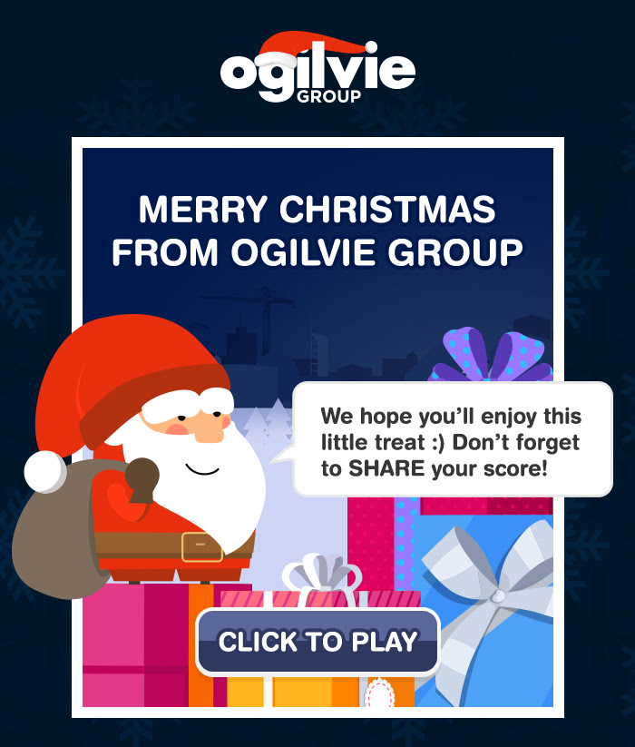 It's that time of year when we announce our annual Christmas game, click the link to play! 
christmas.ogilvie.fun/2019/ 

 Share your score and good luck! 

#MerryChristmas #TeamOgilvie