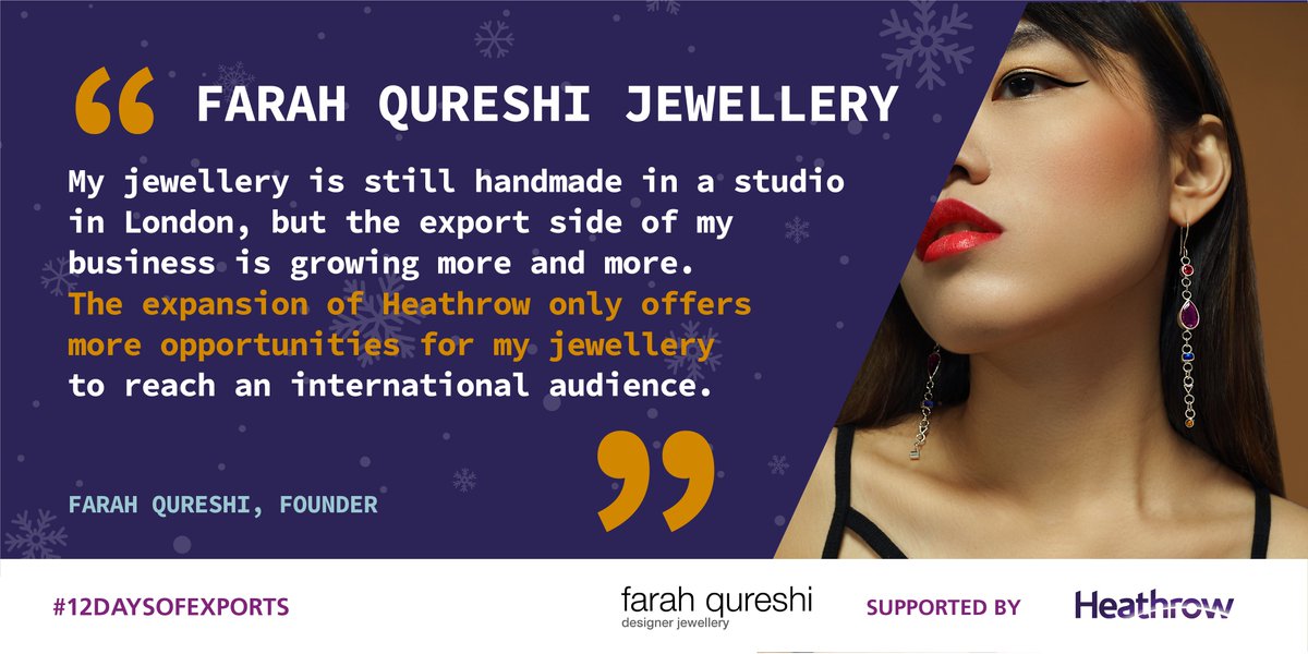 HeathrowNews's tweet photo. Thanks to @farahsjewellery for using @HeathrowAirport as their export hub, as more loved ones might be able to expect some exquisite jewellery this Christmas. 🎄💎 #12DaysofExports https://t.co/fmp6VAmCPZ