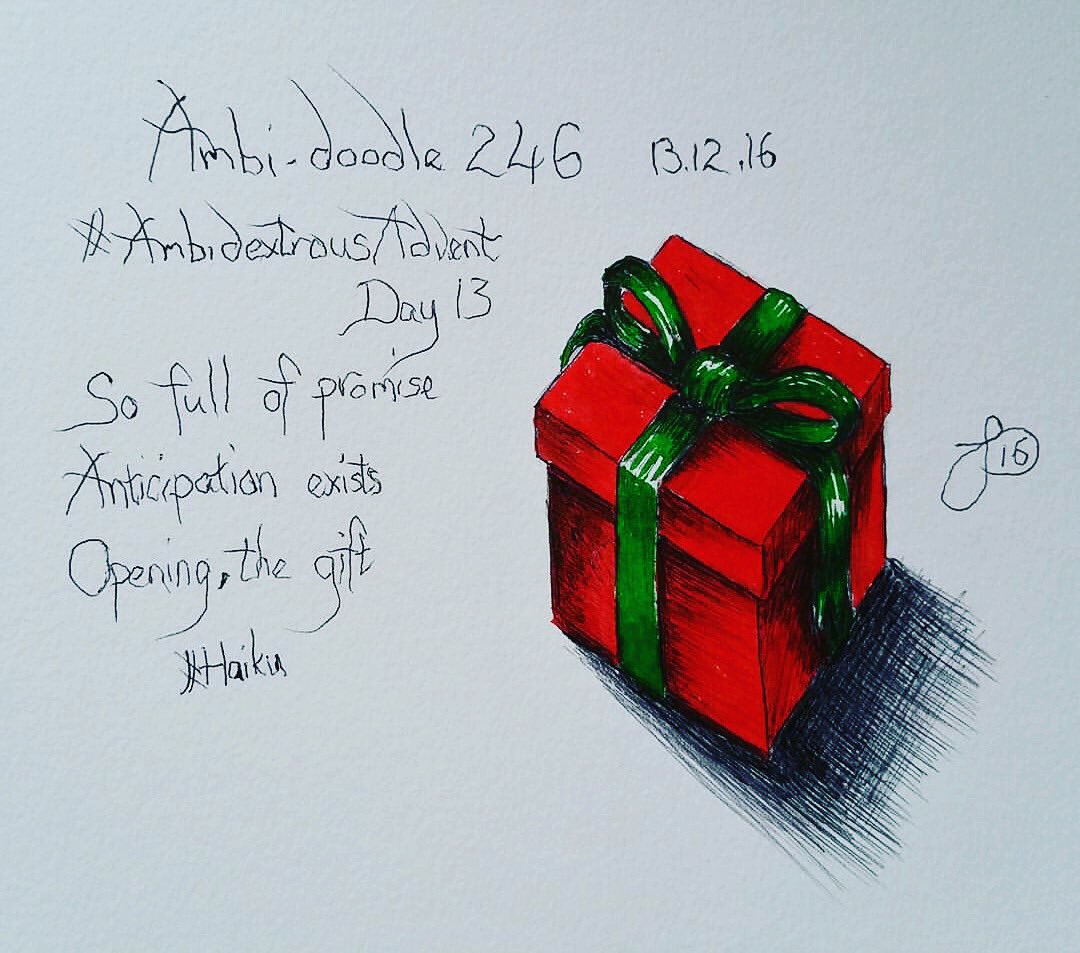 neonblaze72's tweet photo. #zoesdrawcember2019 #ambidexterityrulesok #ambidextrousadvent #ambidextrousart #christmasgift #artyadvent #festiveillustration #haiku https://t.co/FDZPYeeOIg