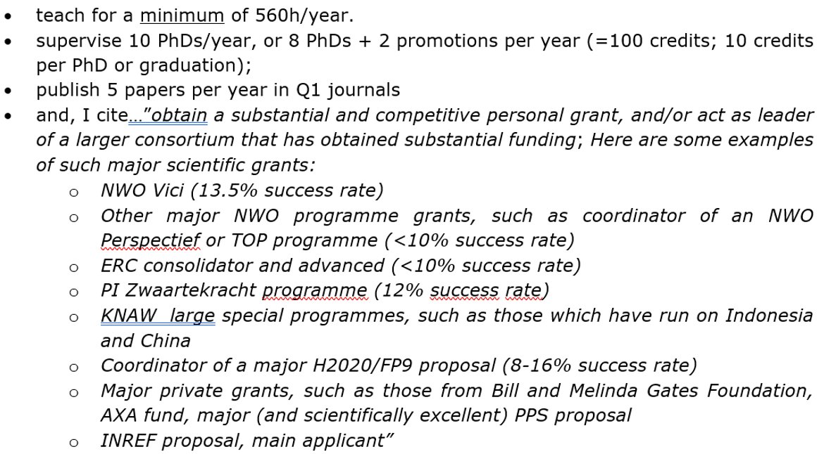 Very very sad but unlikely to change given the current stringent criteria applied <a href="/WUR/">Wageningen U&R</a>. A challenge not only for women but for any talented scientist <a href="/WUR/">Wageningen U&R</a>. <a href="/LNVH_NL/">LNVH</a>, I wonder how many other Universities ask their top scientists in the biomedical sciences to (among others things):