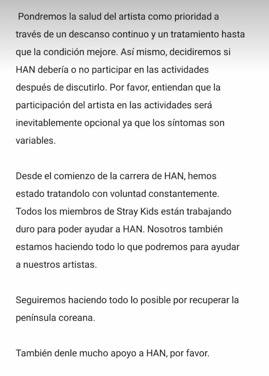 HAN_Peru's tweet photo. 📝【INFO】15/12/19 | #StrayKids #HanJisung  🦑✨

📌Muchos se preguntaron el porqué Han estuvo ausente al principio y al final del fansing de ayer. Apoyemos a Han

Aquí el comunicado que dió JYP al respecto⬇

https://t.co/x2cRtnL9DT

Cdr Trad Esp: Stray Kids Latinoamerica

💌 https://t.co/E5tWQWRZKe