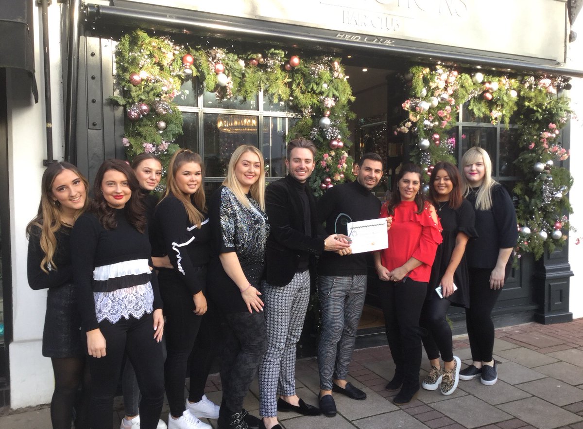 WeybridgeBloom's tweet photo. Congratulations to Collection Hair Club, winners of the Best Dressed Christmas Window Competition organised by Weybridge in Bloom. Their trophy and prize were presented by Elmbridge Mayor MarySheldon.
For More information visit news &amp; events section 
https://t.co/tyAVRWMLAN https://t.co/nk1RDVoKnR